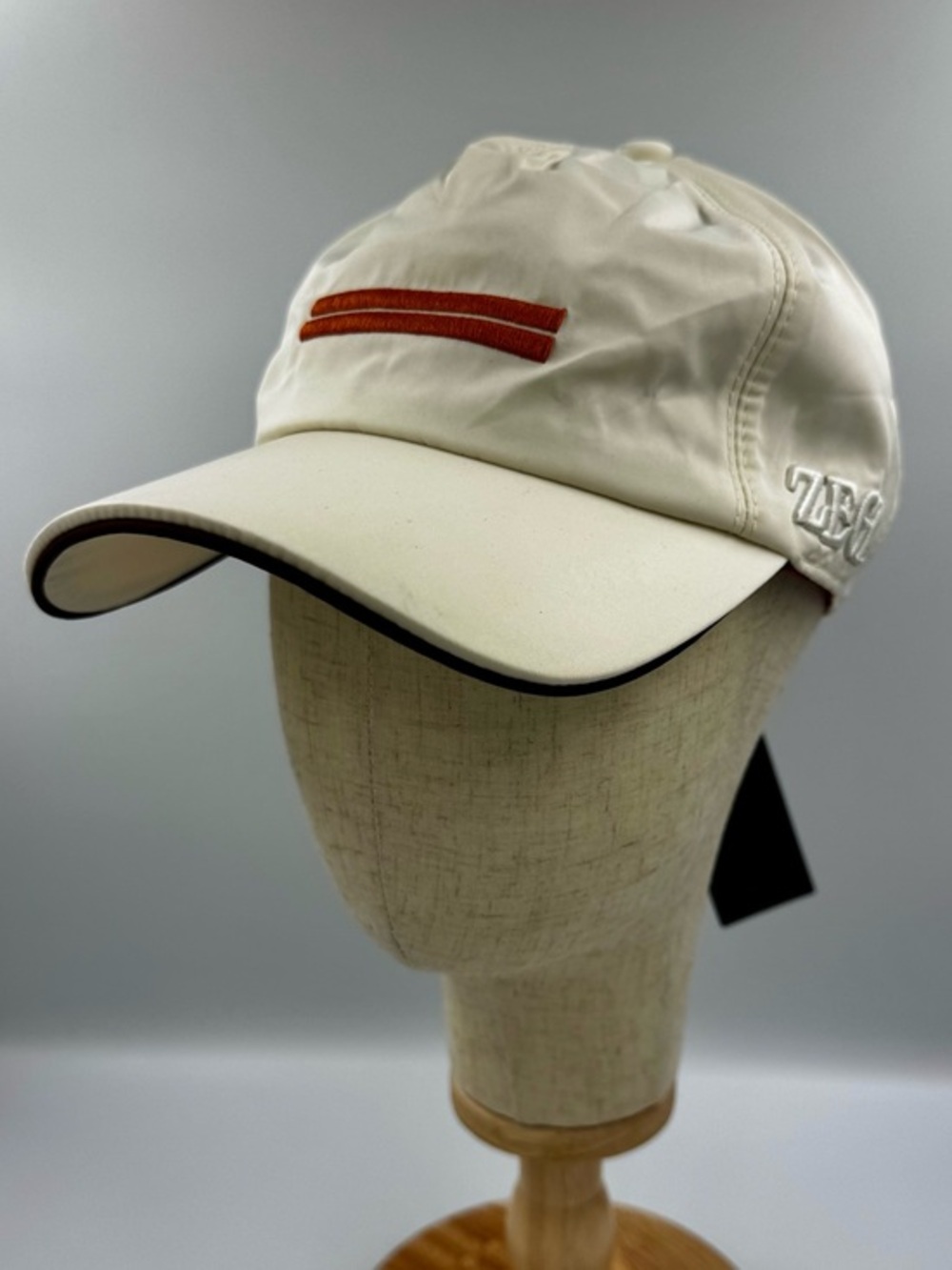 Zegna Zephyr Baseball Cap White Cream Orange Stripe Men’s Hat NWT